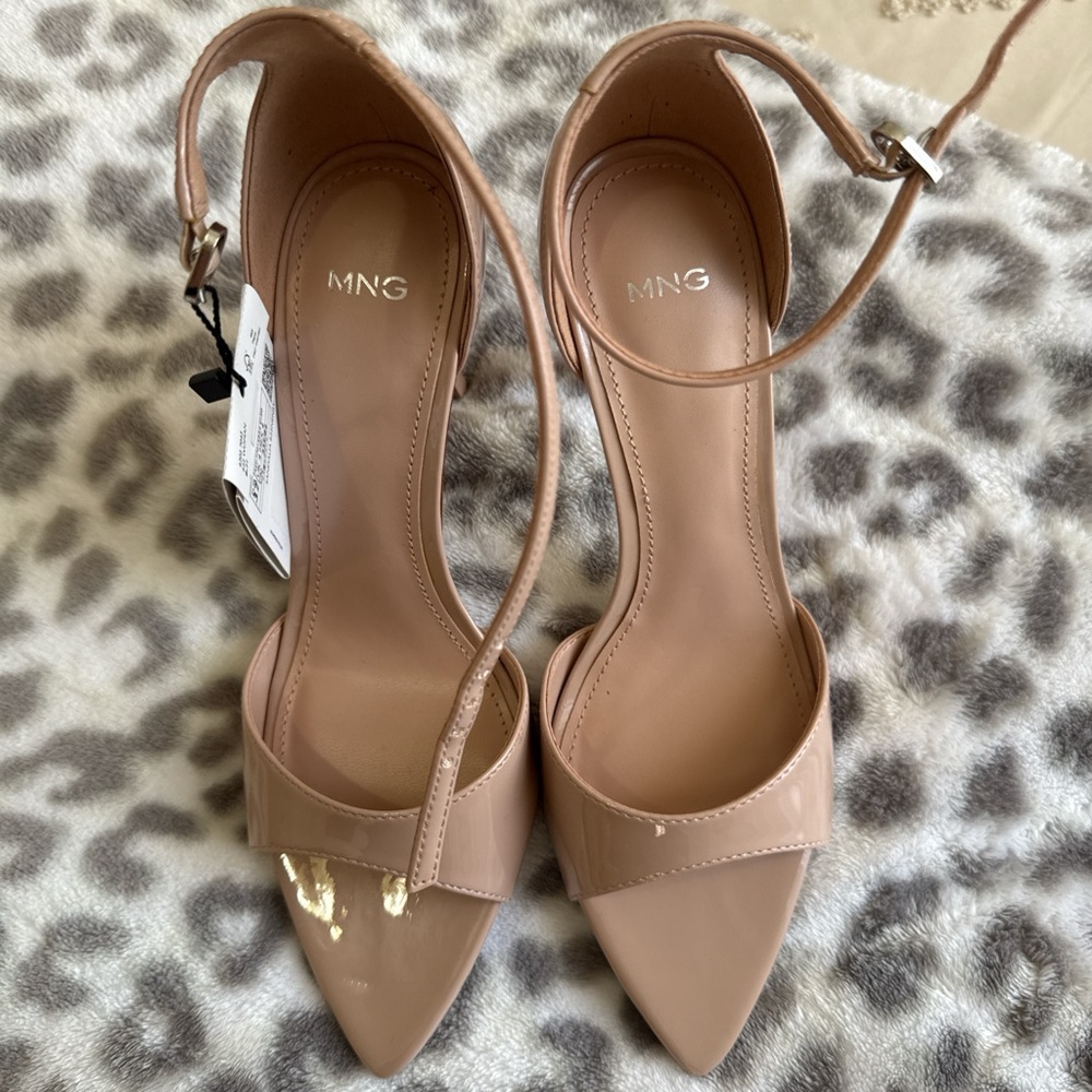 Mango Women's Nude Ankle Strap Heels